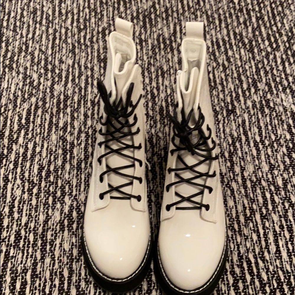 White leather boots
